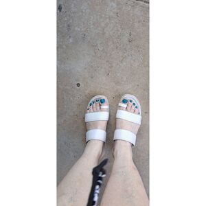 Franco Sarto Size 7M Beige Footbed Sandals Bolivia